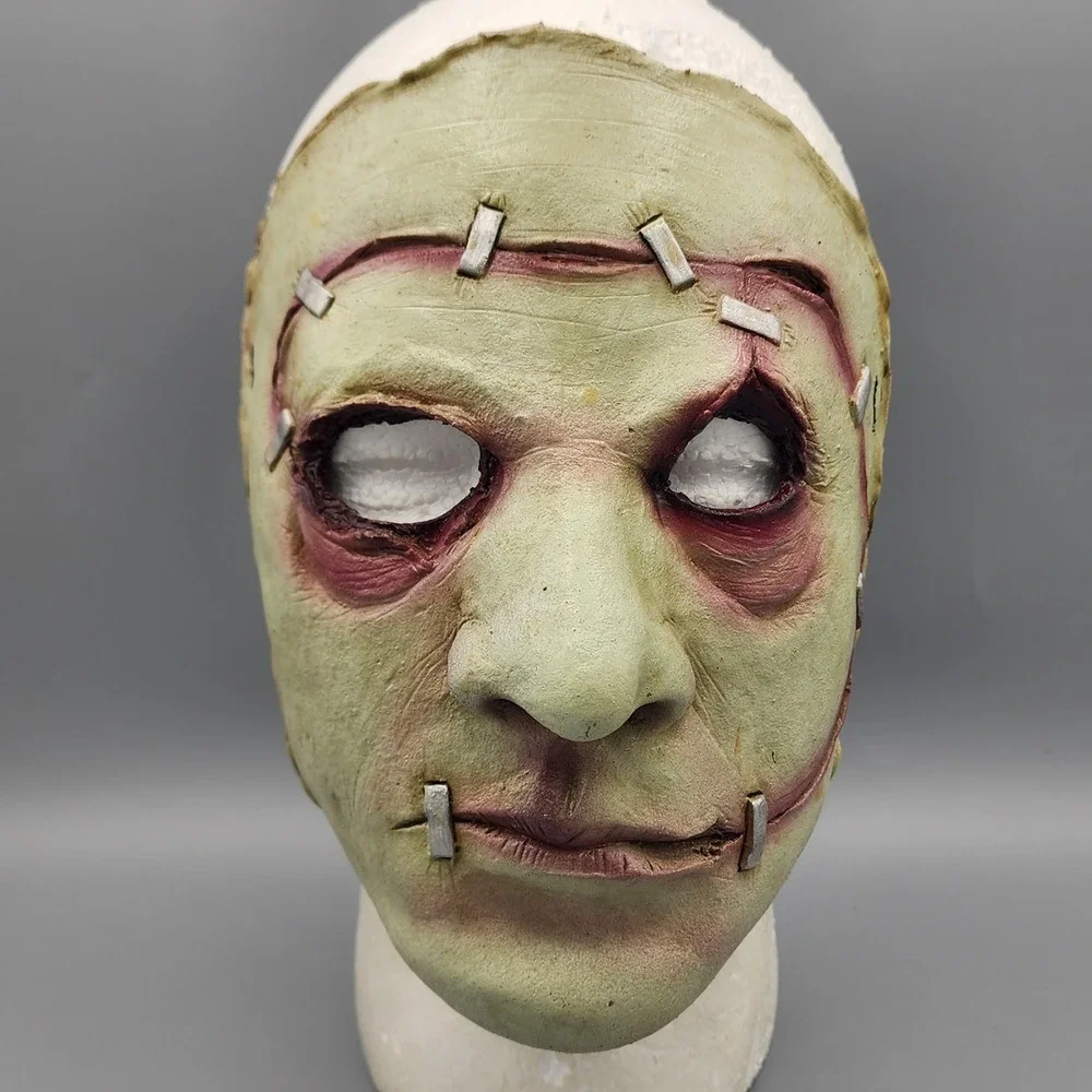 Horror Mask Green Stitched Zombie Latex Slasher Cosplay Mask Halloween Scary